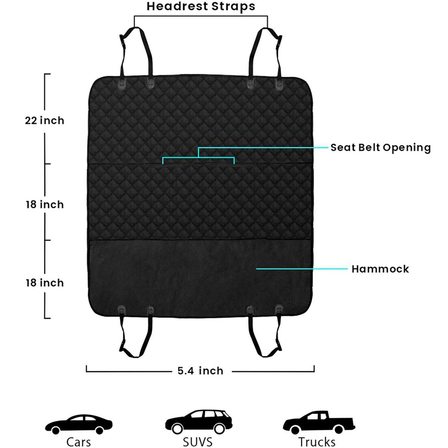 Pet Seat Cover for Dogs Car Back Seat Protector Hammock Resistant Dirty Cushion